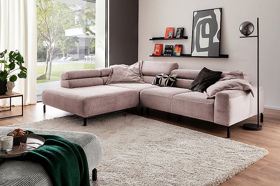 KAWOLA Ecksofa DELIA, L-Form rechts oder links, mit oder ohne Sitzvorzug, C günstig online kaufen