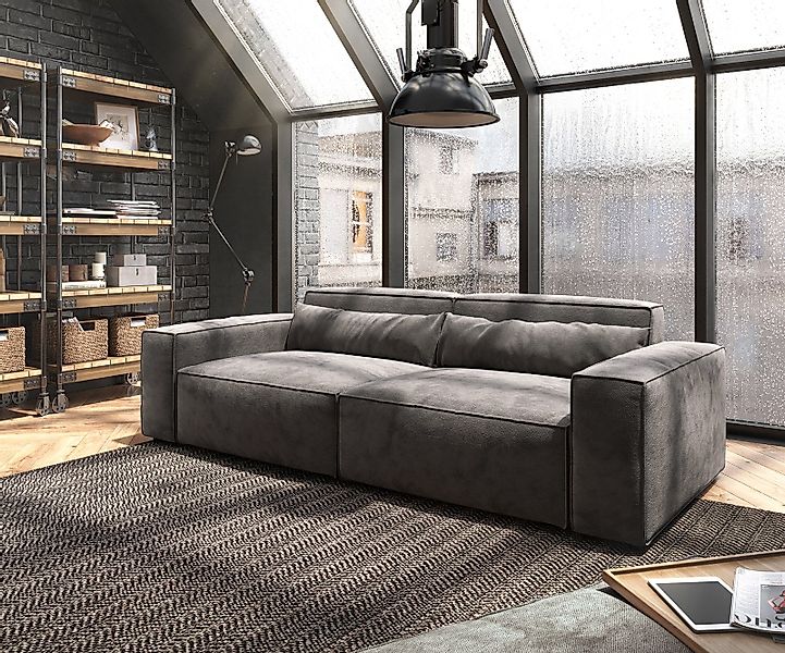 DELIFE Big-Sofa Sirpio, Mikrofaser Khakibraun 230x95 günstig online kaufen