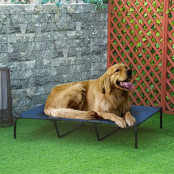 PawHut Hundebett Outdoor Hundeliege Katzenbett Dunkelblau 122x92x23cm aus M günstig online kaufen