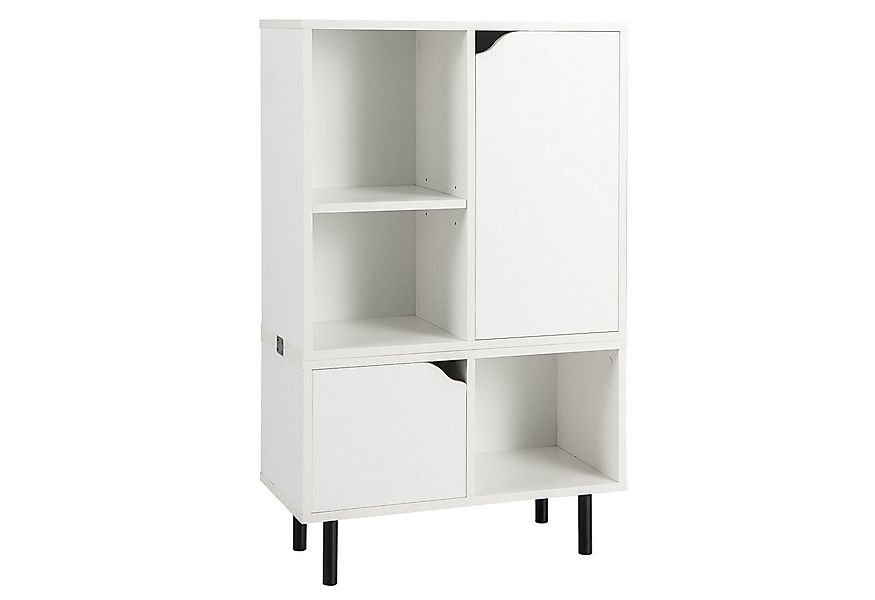 KOMFOTTEU Bücherregal stapelbar, mit 5 Fächern & 2 Türen & Kippschutz günstig online kaufen