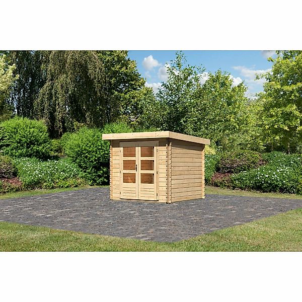 Karibu Holz-Gartenhaus Ängelholm Natur Pultdach Unbehandelt 220 cm x 220 cm günstig online kaufen