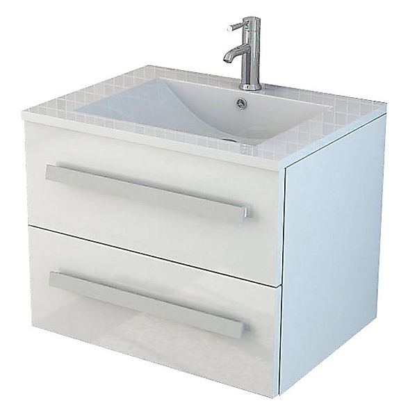 Jet-Line Badmöbel-Set Arosa II 59cm Weiß Hochglanz Waschbecken und Untersch günstig online kaufen