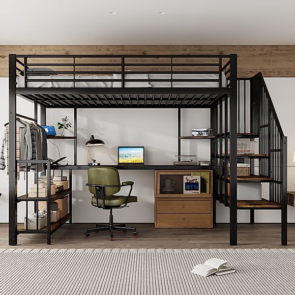Odikalo Hochbett Metallbett 120x200 mit Schreibtisch günstig online kaufen