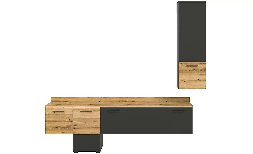 Wohnwand  Gerhard ¦ grau ¦ Maße (cm): B: 195 H: 196 Kommoden & Sideboards > günstig online kaufen