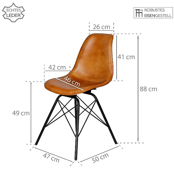Casa Moro Esszimmerstuhl Lederstuhl Cognac Braun günstig online kaufen