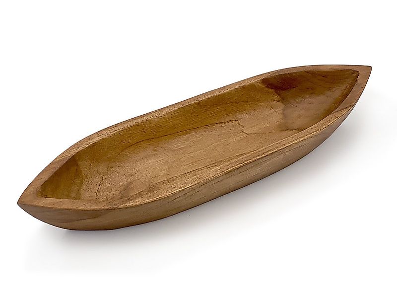 Casamia Dekoschale Teakholz Schale 45x13cm bootförmig Einzigartiges Naturpr günstig online kaufen