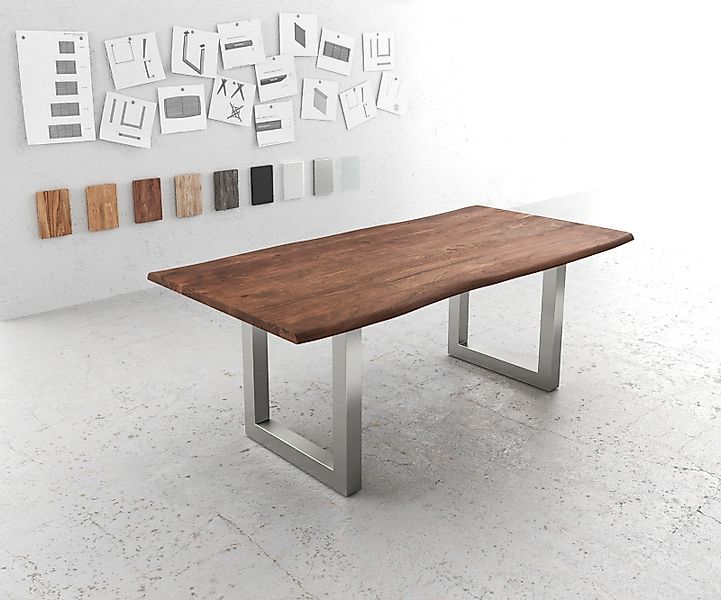 DELIFE Esstisch Edge, Akazie Braun 200x100 günstig online kaufen