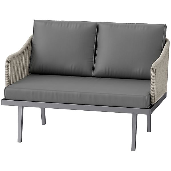 Outsunny Gartensofa 2-Sitzer mit Rattankissen, Outdoor-Sofa mit Armlehnen, günstig online kaufen