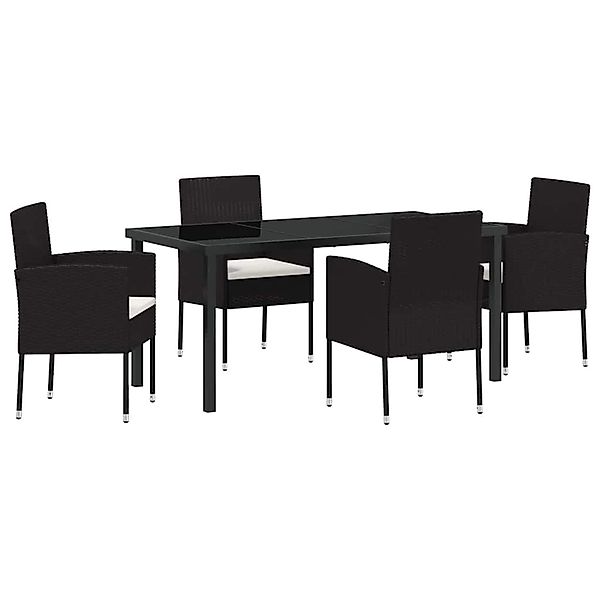 vidaXL Garten Essgruppe mit Kissen 5-Tlg Schwarz Poly Rattan 3380053 günstig online kaufen