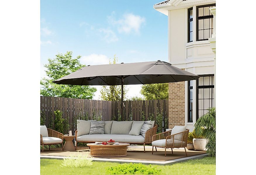 Outsunny Sonnenschirm Gartenschirm Terrassenschirm mit Handkurbel, LxB: 455 günstig online kaufen