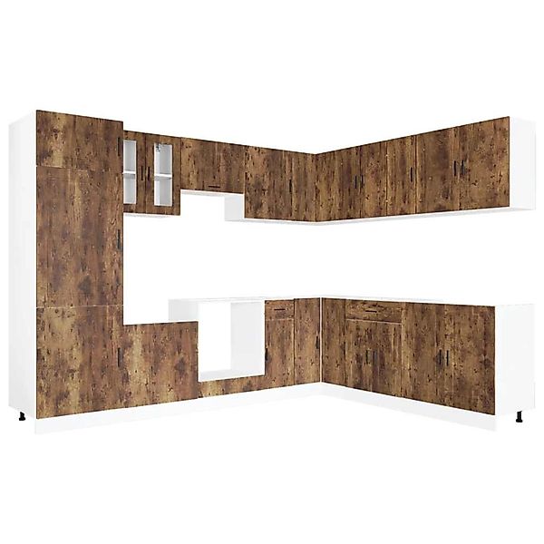 vidaXL 14-Tlg Küchenschrank-Set Porto Räuchereiche Holzwerkstoff 3314996 günstig online kaufen
