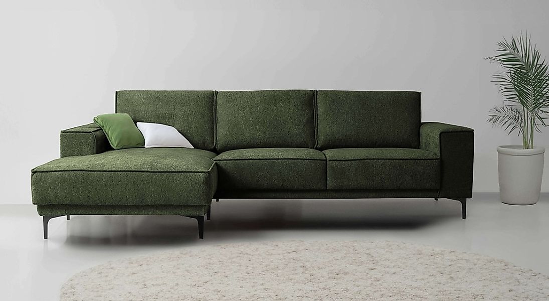 Places of Style Ecksofa "Polsterecke Oland, Struktur, Flachgewebe, Luxus-Mi günstig online kaufen