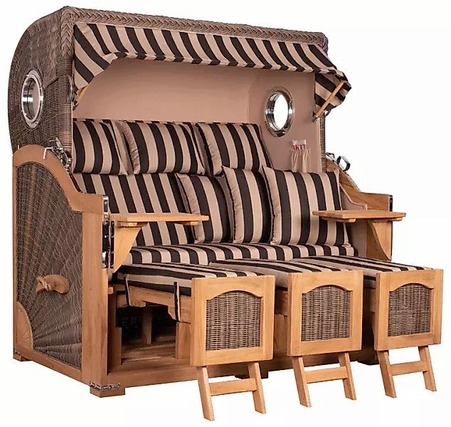 Strandkorb Amrum Grande XXL Teak Bullauge PE grey Dessin 581 günstig online kaufen