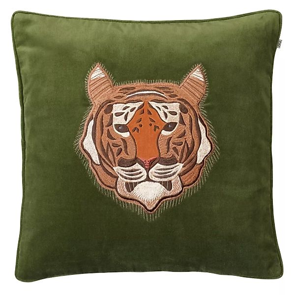 Embroidered Tiger Kissenbezug 50 x 50cm Cactus green günstig online kaufen