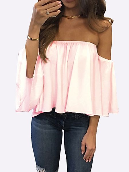 Pink Sexy Schulterfreie, locker sitzende Bluse günstig online kaufen
