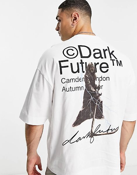 ASOS Dark Future – Oversize-T-Shirt in Weiß mit Grim-Reaper-Grafikprint am günstig online kaufen