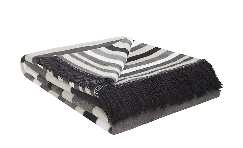 LAVIDA Jacquard-Decke  Streifen - grau - 60% Baumwolle, 40% Polyacryl - 150 günstig online kaufen