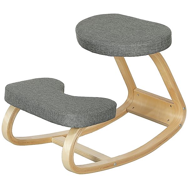 HOMCOM Kniestuhl, ergonomischer Schaukelholzstuhl, Kniestützsitz für Home O günstig online kaufen