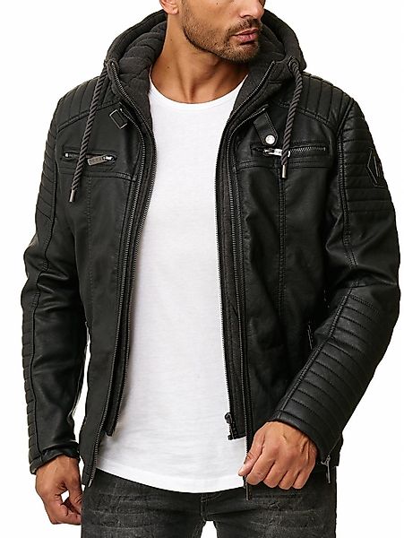 RedBridge Lederimitatjacke Kunstleder Bikerjacke mit Sweat-Kapuze günstig online kaufen