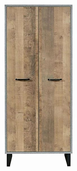 Garderobenschrank SOLANO, H 191 cm, Betondekor, Eiche rustikal Dekor, mit 2 günstig online kaufen