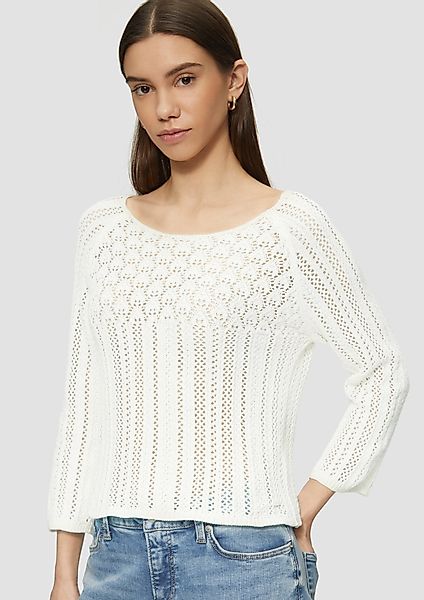QS Strickpullover Pullover in Häkeloptik günstig online kaufen
