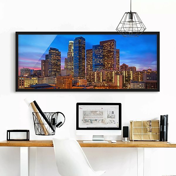 Bild mit Rahmen Architektur & Skyline - Panorama Downtown of Los Angeles günstig online kaufen