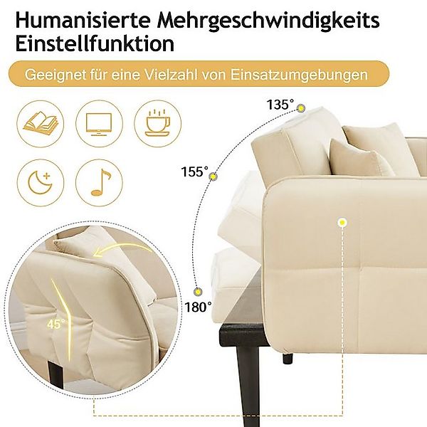 Odikalo 2-Sitzer Zweisitzer Schlafsofa Mit klappbaren Armlehnen&Schlaffunkt günstig online kaufen