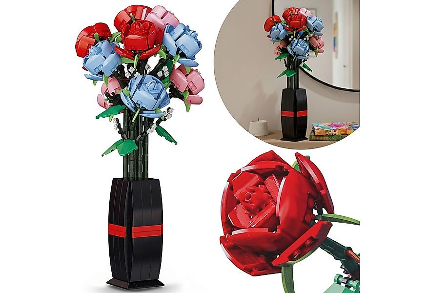 Sarcia.eu Blumenstrauß Bausteine, kompatibel mit LEGO, 9 Rosen, Vase, 756 S günstig online kaufen