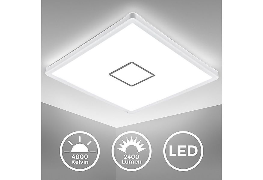 B.K.Licht Deckenleuchte LED Deckenlampe modern Panel flach eckig 29x29cm Bü günstig online kaufen