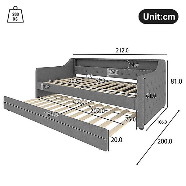 TavilaEcon Schlafsofa Tagesbett mit Lattenrost, Ambientelicht mit Fernbedie günstig online kaufen