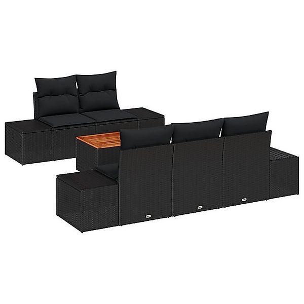 vidaXL Loungesofa 6-teiliges Garten Sofa Set mit Kissen Schwarz Poly Rattan günstig online kaufen