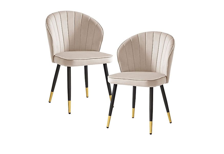 KADIMA DESIGN Esszimmerstuhl Esszimmerstuhl 2er Set Samt Beige Küchenstuhl günstig online kaufen
