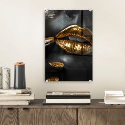 MuchoWow Acrylglasbild Lippen - Gold - günstig online kaufen