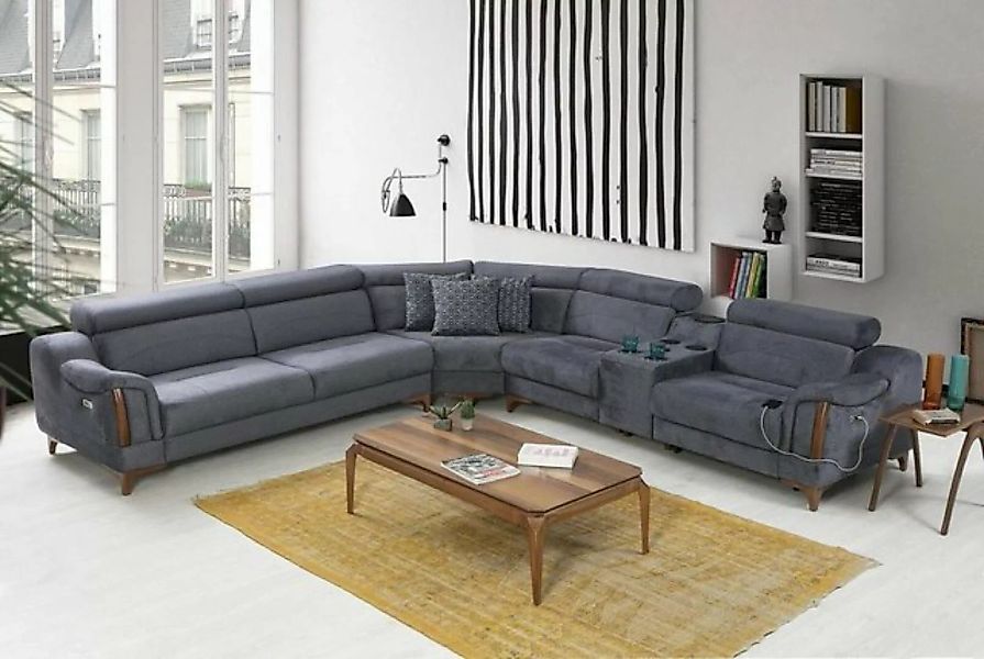 JVmoebel Ecksofa Grau Ecksofa Wohnzimmer Luxus Sofa L-Form Modern Design Mö günstig online kaufen