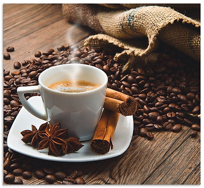 Artland Küchenrückwand »Kaffeetasse Leinensack mit Kaffeebohnen«, (1 tlg.), günstig online kaufen
