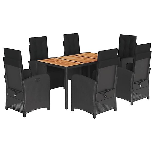 vidaXL 7-Tlg Garten-Essgruppe mit Kissen Schwarz Poly Rattan 3212477 günstig online kaufen