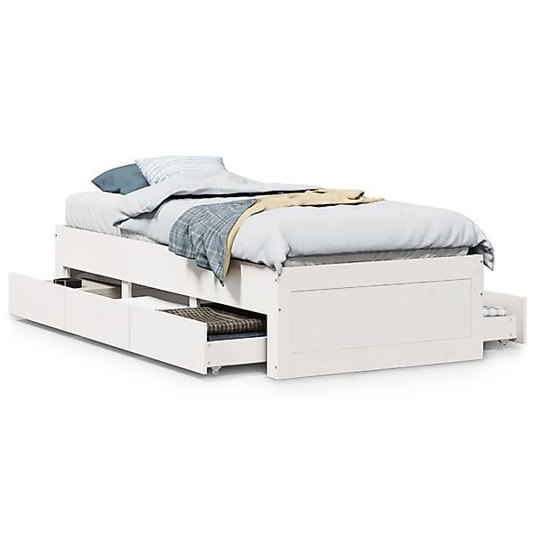 vidaXL Massivholzbett ohne Matratze mit Schubladen Weiß 90x200 cm 3308814 günstig online kaufen