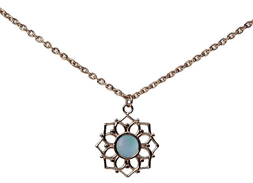 Holzkern Kette mit Anhänger Halskette mit blauem Perlmutt Anhänger - Holzke günstig online kaufen