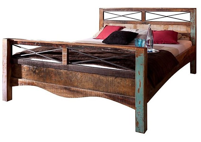 Massivmoebel24 Massivholzbett (Bett Altholz 160x200x100 mehrfarbig lackiert günstig online kaufen