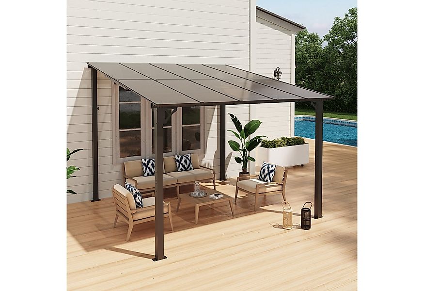JOIVI Pergola 3x3m Terrassenüberdachung, Carport mit Sonnendach, Pavallon, günstig online kaufen