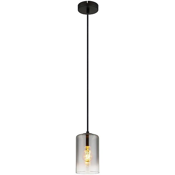 GLOBO Pendelleuchte ROY 30240108 schwarz Rauch klar Glas Metall H/D: ca. 12 günstig online kaufen