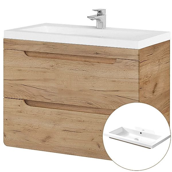 Lomadox Waschtisch LUTON-56-CRAFT, Wotan Eiche Nb. günstig online kaufen
