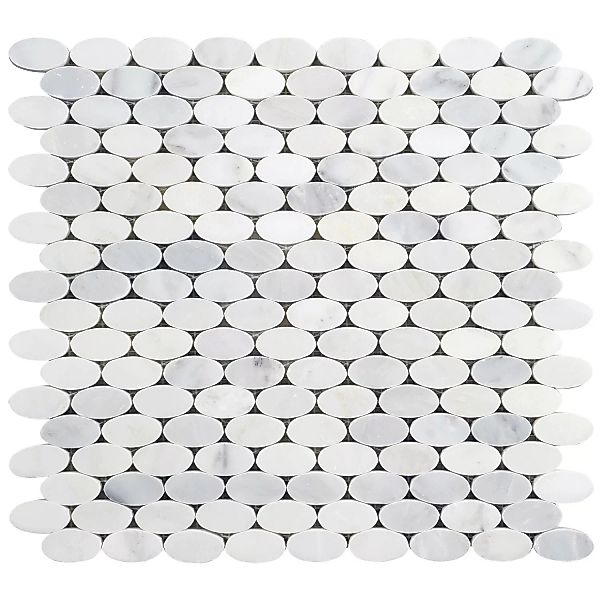 Mosaik Marmor Oval Weiß poliert 28,5 cm x 30 cm günstig online kaufen