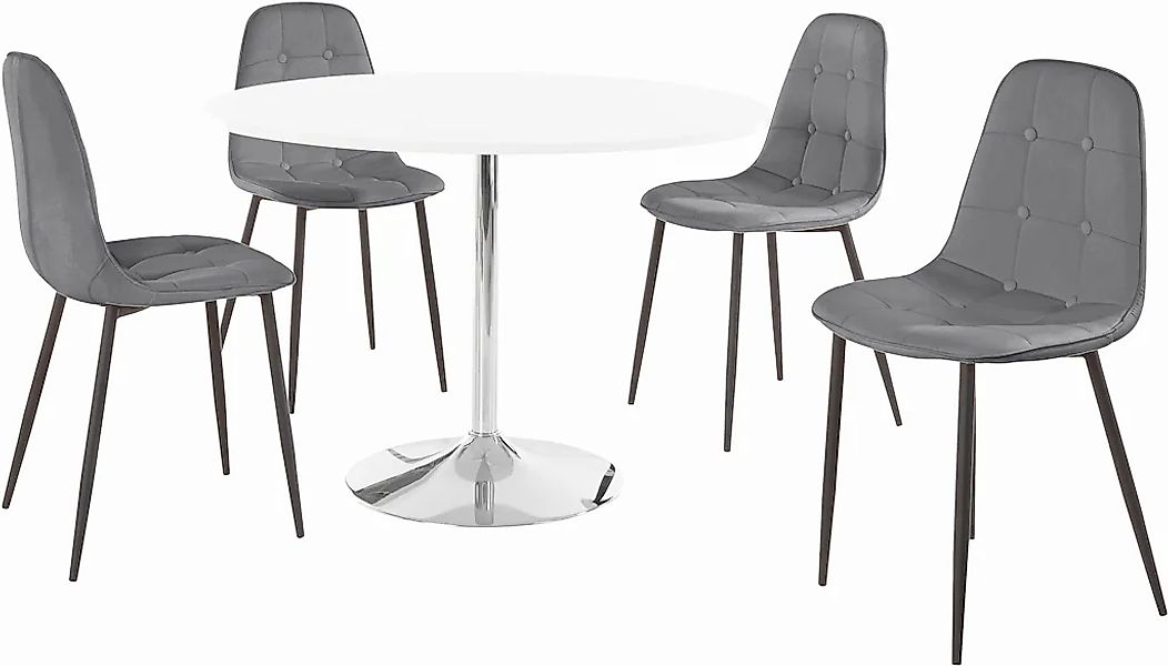 INOSIGN Essgruppe, (Set, 5 tlg.), mit rundem Tisch in weiß Hochglanz günstig online kaufen