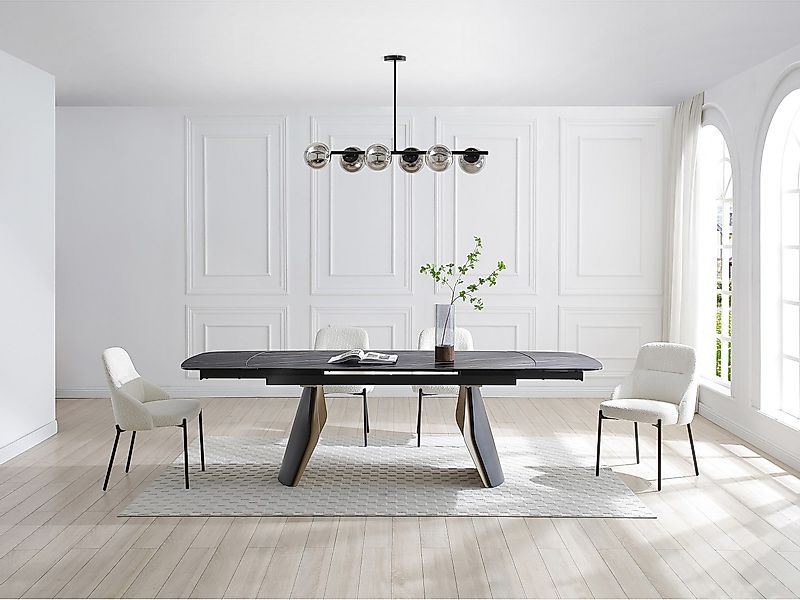 Deckenleuchte – Metall – 6 Rauchglas-Kugeln – L 98 cm – Schwarz – YUKON günstig online kaufen