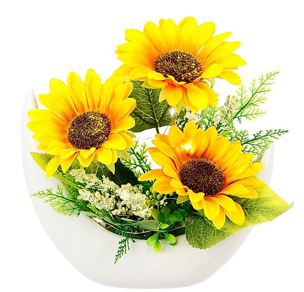 Kunstblume Arrangement Sonnenblumen, I.GE.A., Höhe 26 cm, Mit LED-Licht in günstig online kaufen