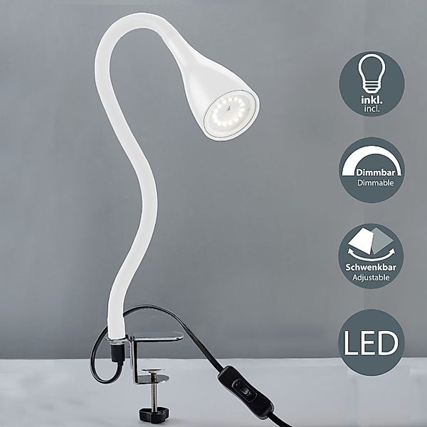 B.K.Licht Tischleuchte LED Klemmleuchte dimmbar flexibel günstig online kaufen
