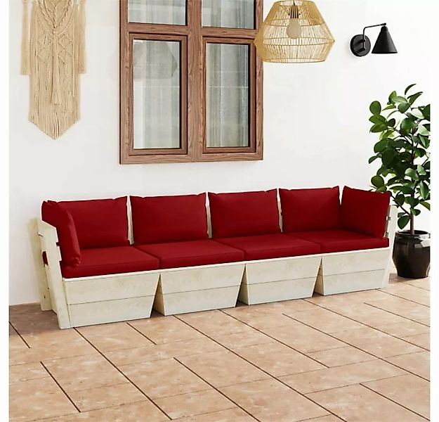 DOTMALL 4-Sitzer Garten-4-Sitzer-Palettensofa , mit Kissen Fichtenholz günstig online kaufen