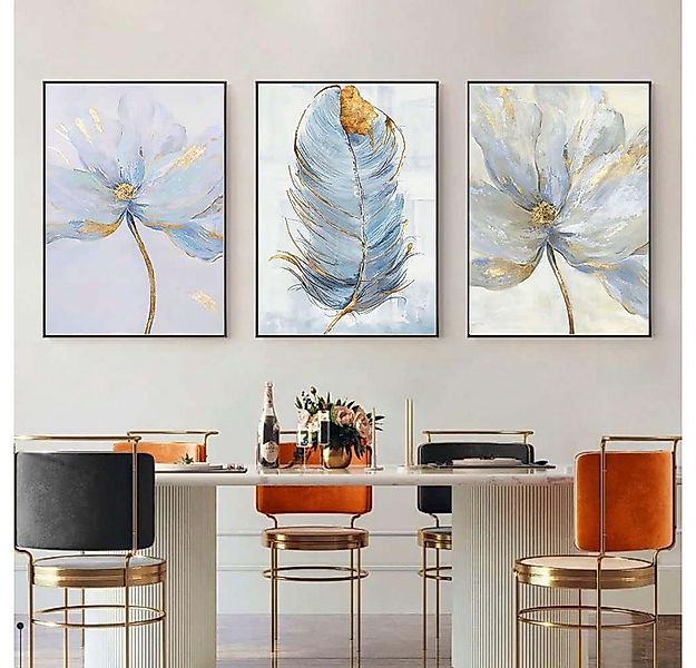 trends for living Wandbild 3er Set Leinwandbilder nordic Blumen abstrakt Wa günstig online kaufen