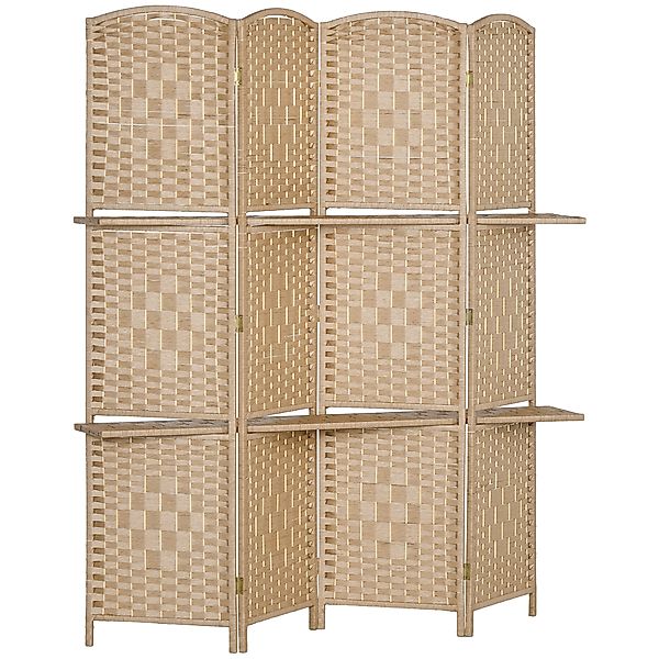 HOMCOM 4-teiliger Raumteiler, 160 x 170 cm, faltbare Trennwand mit 2 Regale günstig online kaufen